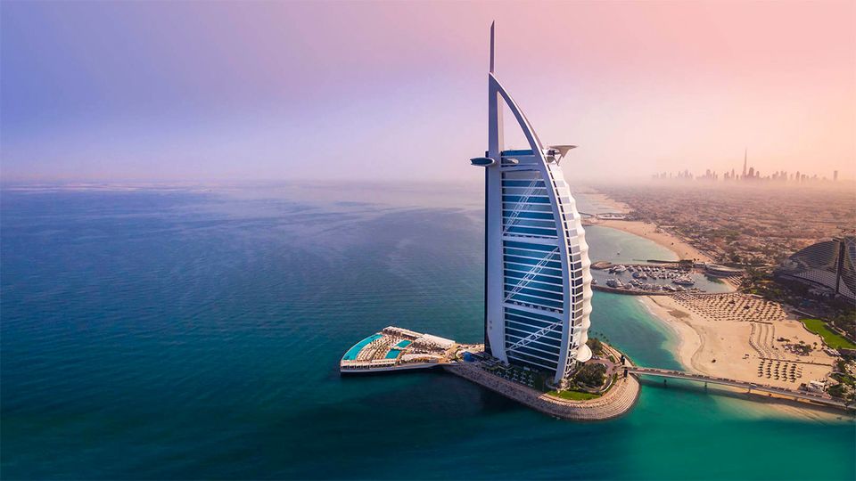 The iconic sail-like Burj Al Arab