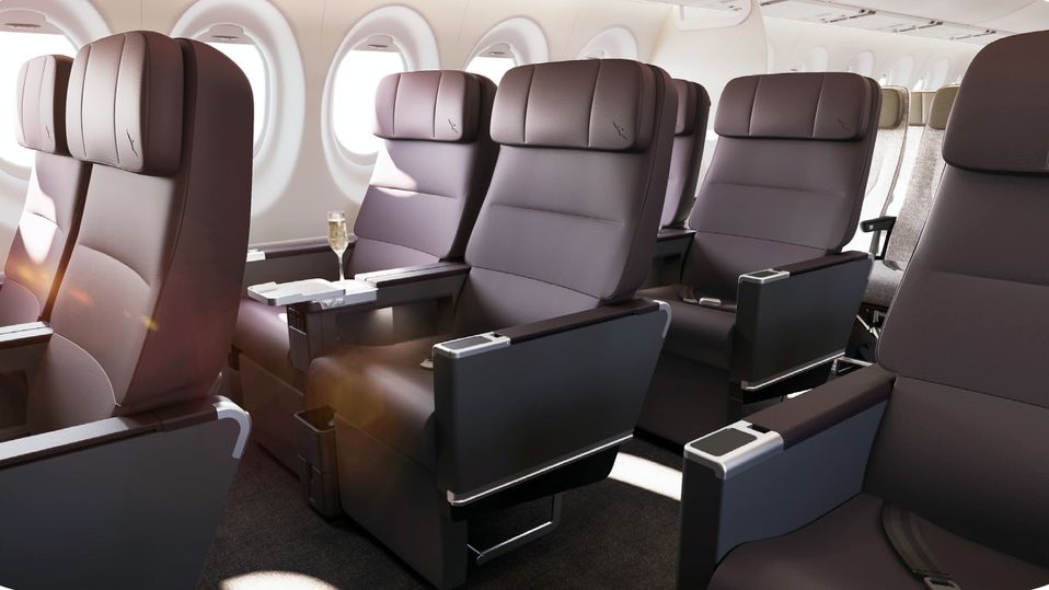 Qantas' A220 business class.